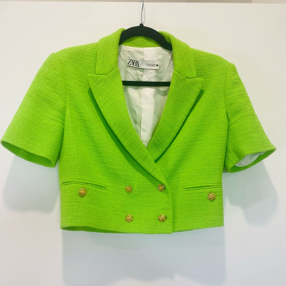 Zara Women's Green Cropped Jacket